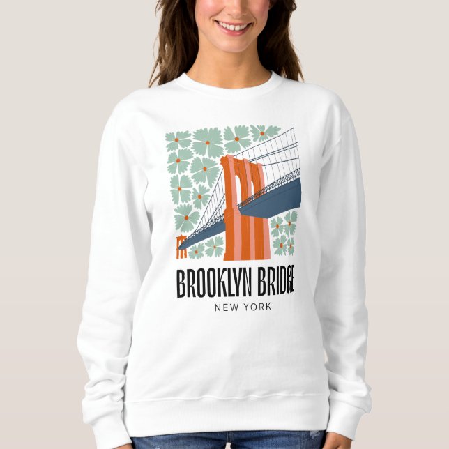 Brooklyn Bridge New York abstrakt blommigt rese T Shirt (Framsida)