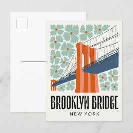 Brooklyn Bridge New York abstrakt blommigt rese Vykort