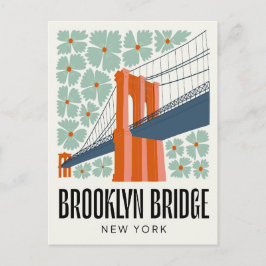 Brooklyn Bridge New York abstrakt blommigt rese Vykort