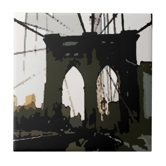 Brooklyn Bridge New York Artwork Ceramic Tile Kakelplatta (Framsidan)