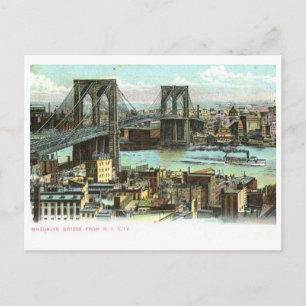 Brooklyn Bridge, New York City 1910 Vintage Vykort