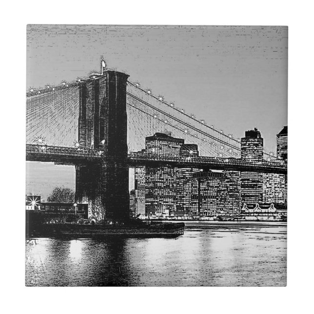 Brooklyn Bridge New York City Artwork Tile Kakelplatta (Framsidan)