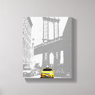 Brooklyn Bridge New York City Gult Taxi Nyc Canvastryck