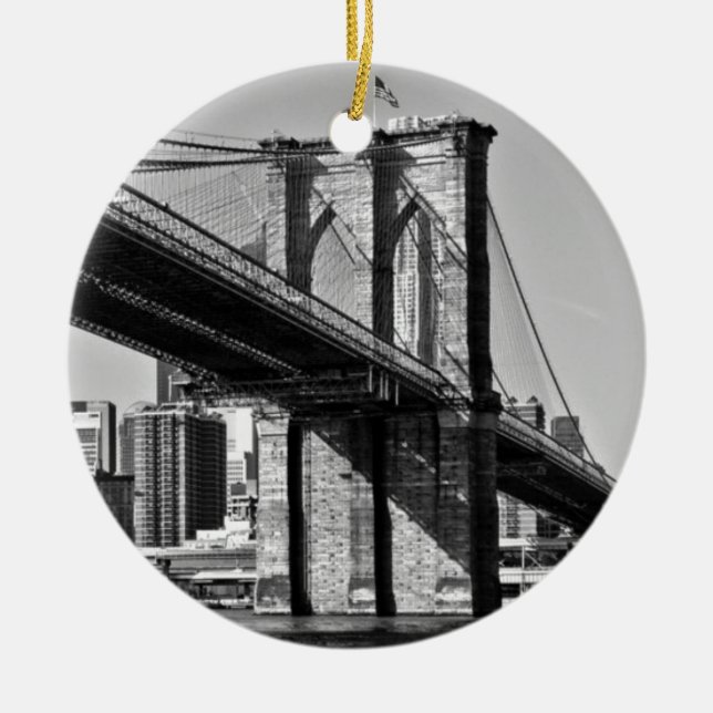 Brooklyn Bridge New York City Julgransprydnad Keramik (Framsidan)