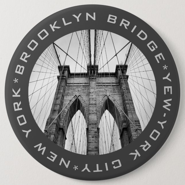 Brooklyn Bridge New-York City Landmark Anpassnings Knapp (Framsida)