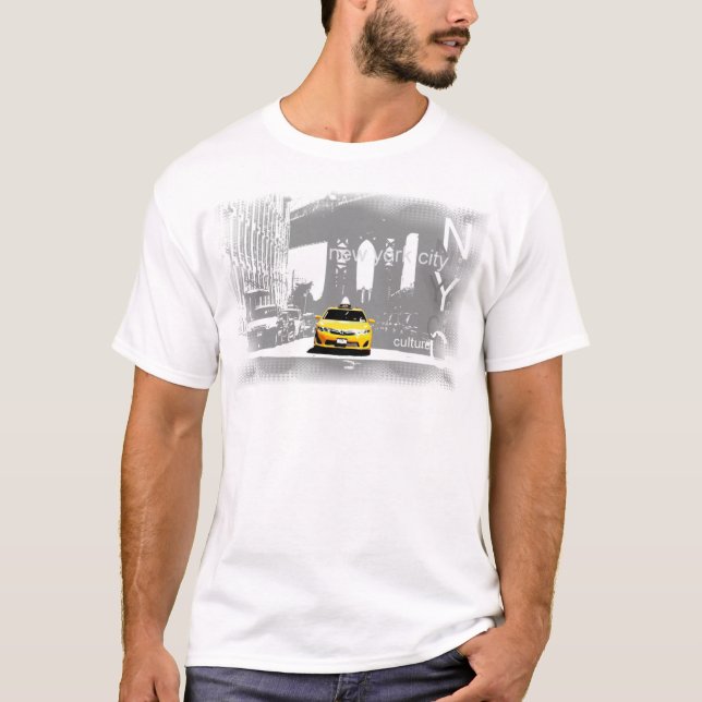 Brooklyn Bridge New York City Nyc Gult Taxi T Shirt (Framsida)