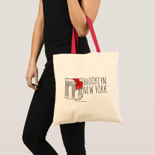 Brooklyn Bridge New York City NYC Red Helgdag Tote Tygkasse