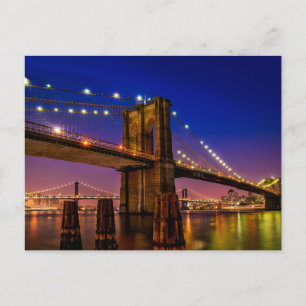 Brooklyn Bridge, New York City på natten Vykort