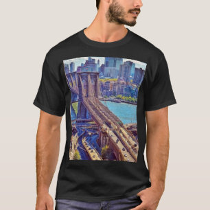 Brooklyn Bridge New York City Skyline Väggkonst T Shirt