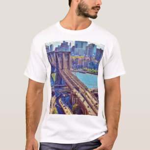 Brooklyn Bridge New York City Skyline Väggkonst T Shirt