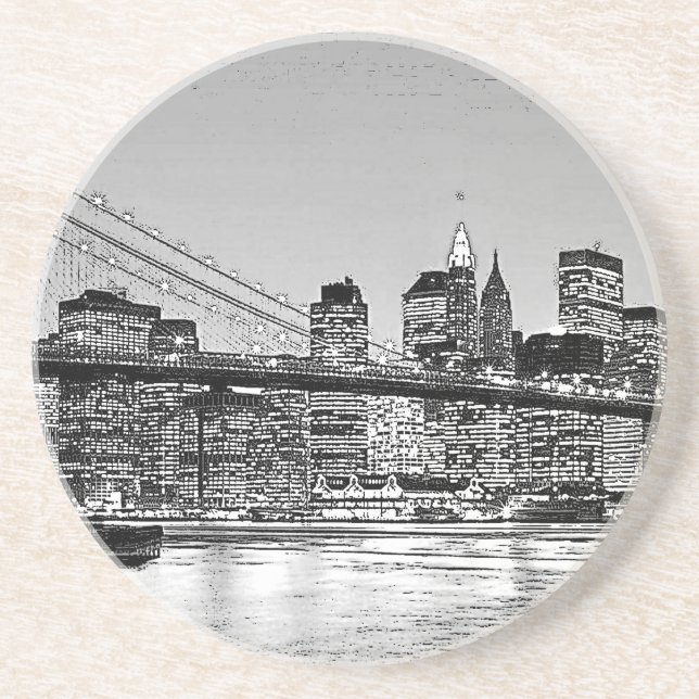 Brooklyn Bridge New York City Underlägg Sandsten (Framsidan)