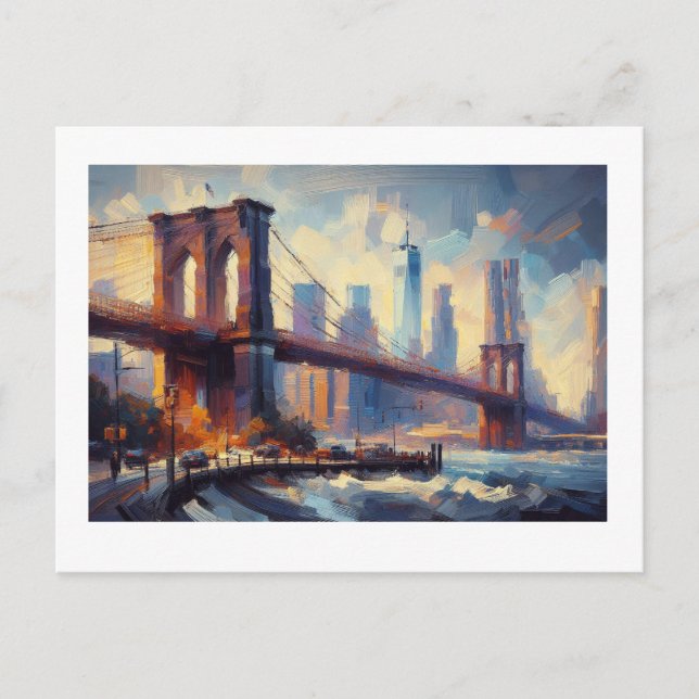 Brooklyn Bridge New York Cityscape,  Vykort (Framsida)