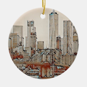 Brooklyn Bridge, New York Julgransprydnad Keramik