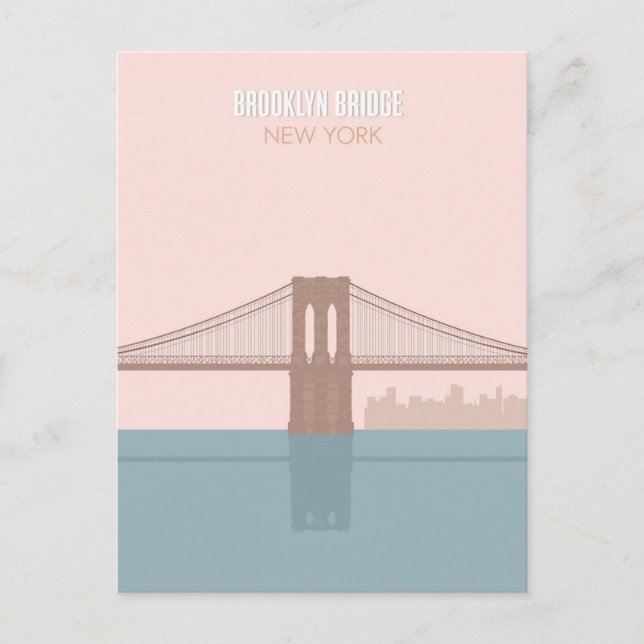 Brooklyn Bridge New York Minimalist Art Vykort (Framsida)