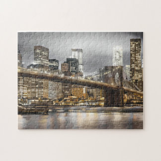 Brooklyn Bridge New York Night Jigsaw Puzzle Pussel
