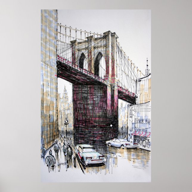 Brooklyn Bridge, New York Poster/skriv ut Poster (Framsidan)