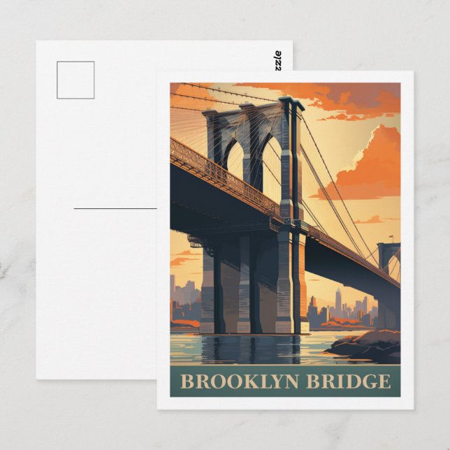 Brooklyn Bridge New York USA Berömd Travel Ställe Vykort (Fram/baksida)
