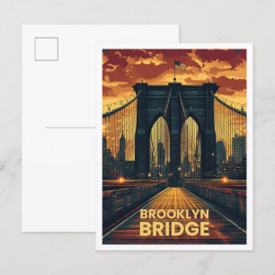 Brooklyn Bridge New York USA Vintage resor Vykort