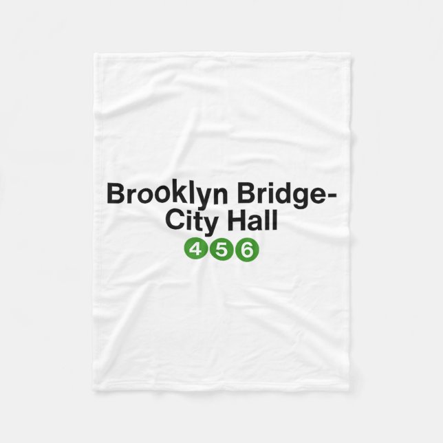 Brooklyn Bridge New Yorks tunnelbane-stationsskylt Fleecefilt (Framsidan)