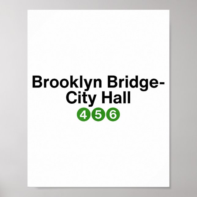 Brooklyn Bridge New Yorks tunnelbanestation skylta Poster (Framsidan)