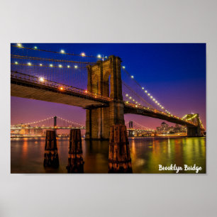 Brooklyn Bridge Night Ljus Poster