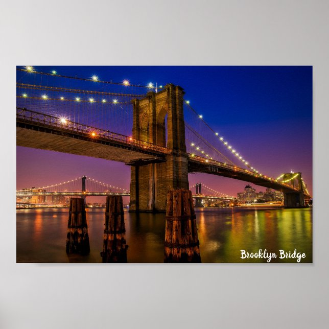 Brooklyn Bridge Night Ljus Poster (Framsidan)