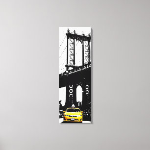 Brooklyn Bridge Nyc Gult Taxi New York City Canvastryck