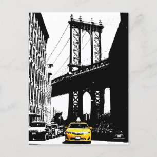 Brooklyn Bridge Nyc New York City Gult Taxi Helg Vykort