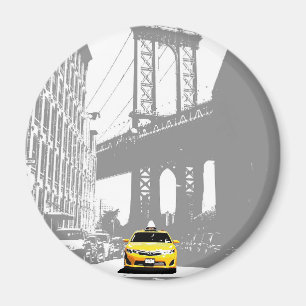 Brooklyn Bridge Nyc New York City Gult Taxi Magnet
