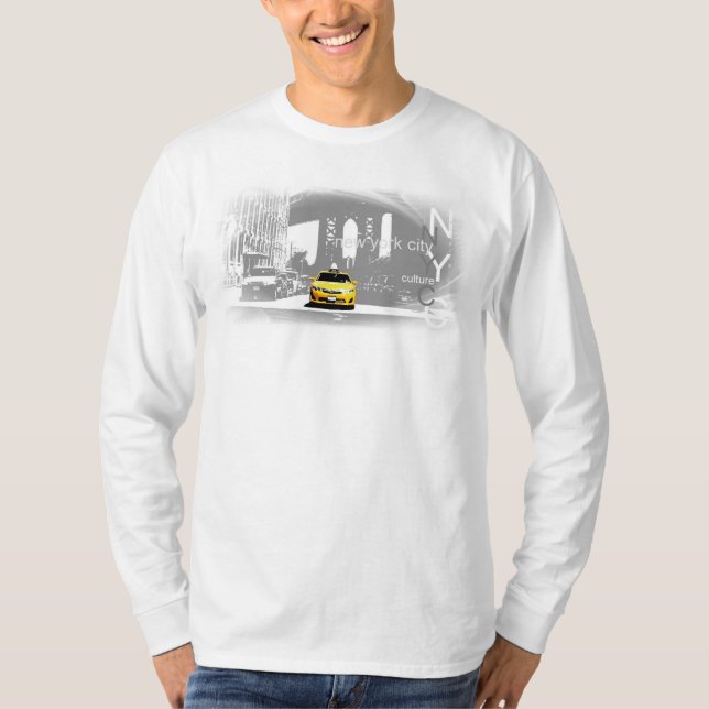Brooklyn Bridge Nyc New York City Gult Taxi T Shirt (Framsida)