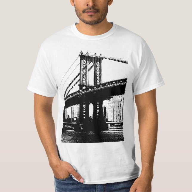 Brooklyn Bridge Nyc New York Manar Modern T Shirt (Framsida)
