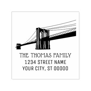 Brooklyn Bridge NYC Siluett Namn Returadress Självfärgande Stämpel