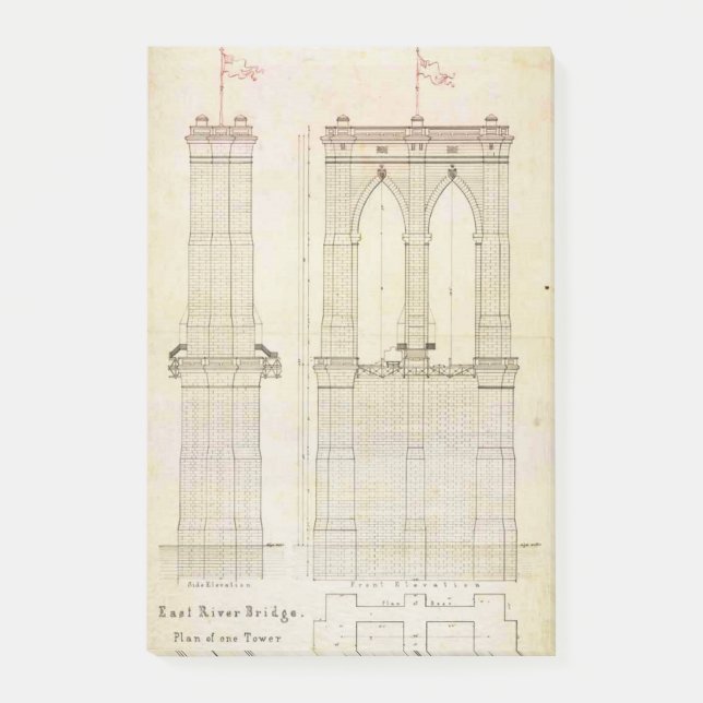 Brooklyn Bridge NYC-vintage för arkitektur Post-it Block (Framsida)