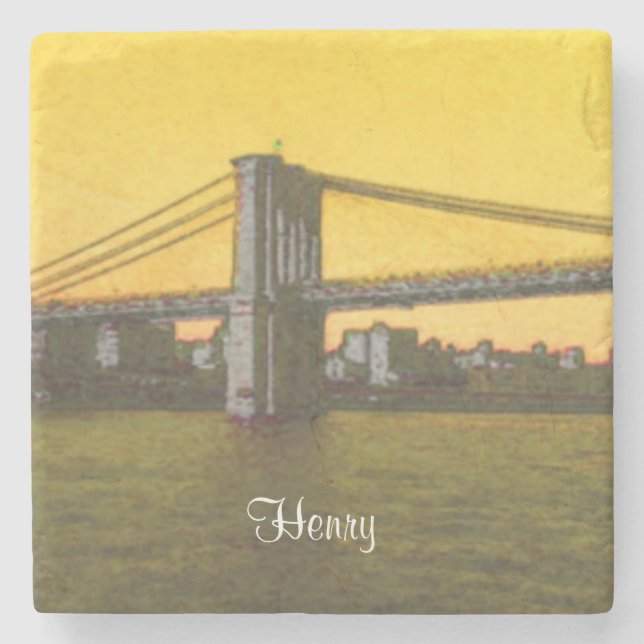 Brooklyn Bridge NYC Yellow 4Henry (Name) Stenunderlägg (Framsidan)