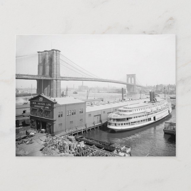 Brooklyn Bridge och kajer, 1905 Vykort (Framsida)