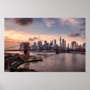 Brooklyn Bridge och Lower Manhattan Poster