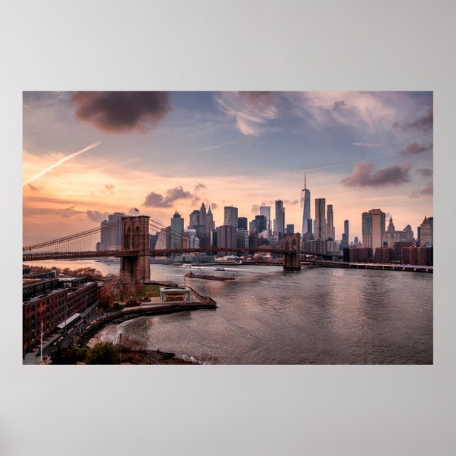 Brooklyn Bridge och Lower Manhattan Poster (Framsidan)