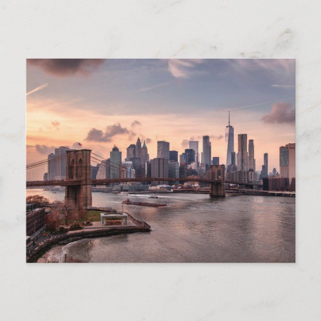 Brooklyn Bridge och Lower Manhattan Vykort (Framsida)