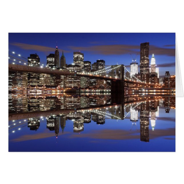 Brooklyn Bridge och Manhattan Skyline Hälsningskort (Framsidan Horizontal)