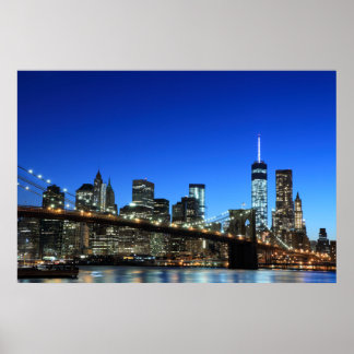 Brooklyn Bridge och Manhattan Skyline Poster