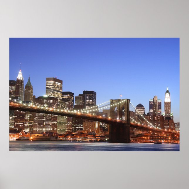 Brooklyn Bridge och Manhattan Skyline Poster (Framsidan)