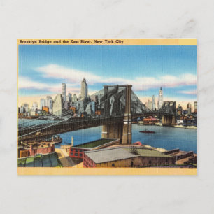 Brooklyn Bridge och Öster River, New York City, NY Vykort