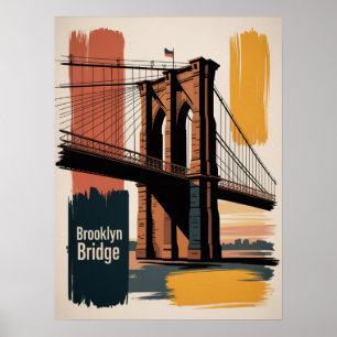 Brooklyn Bridge överfart vid solnedgång Poster