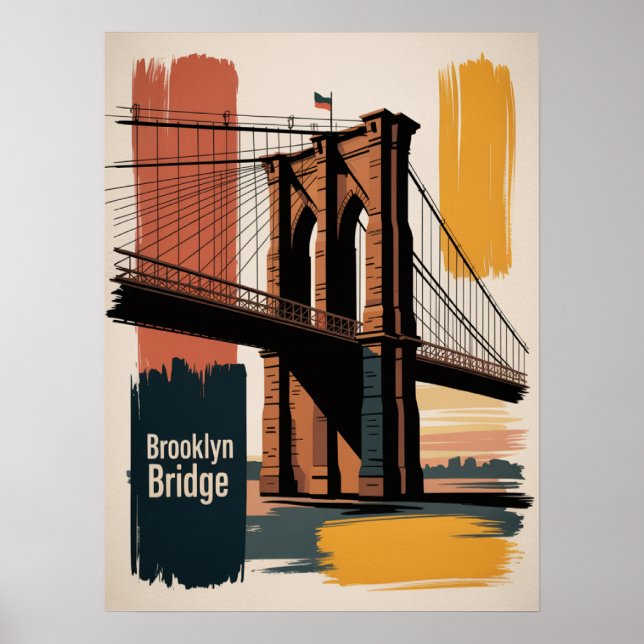 Brooklyn Bridge överfart vid solnedgång Poster (Framsidan)