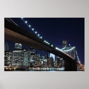 Brooklyn Bridge på natten, New York City Poster