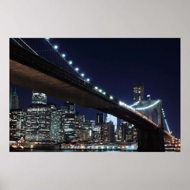 Brooklyn Bridge på natten, New York City Poster (Framsidan)