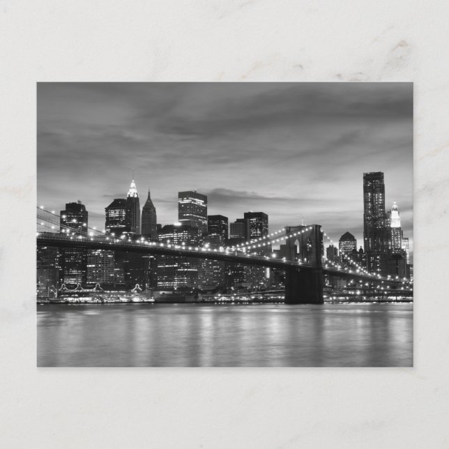 Brooklyn Bridge på natten, New York City Vykort (Framsida)