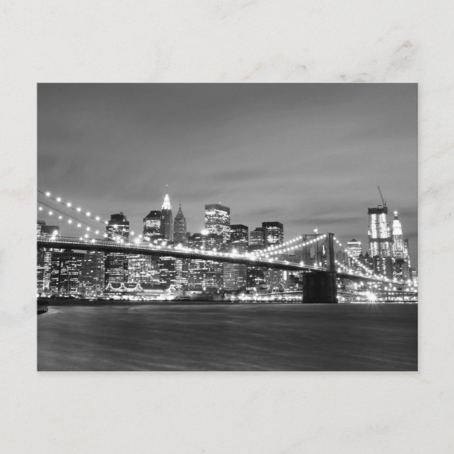 Brooklyn Bridge på natten, New York City Vykort (Framsida)