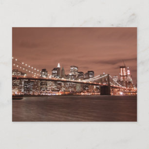 Brooklyn Bridge på natten, New York City Vykort