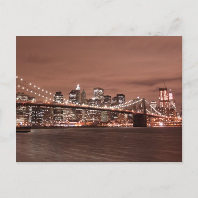 Brooklyn Bridge på natten, New York City Vykort (Framsida)